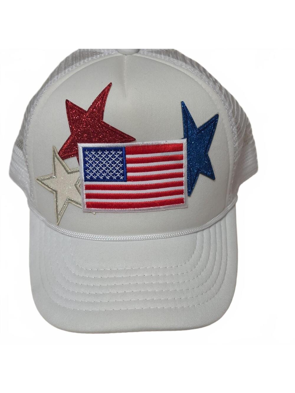 Custom Designed Trucker Hat - Stars and Stripes, America